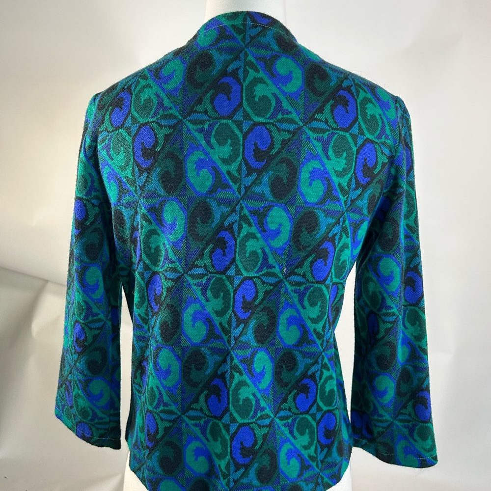 Vintage Geometric Patterned Jacket in Blue and Green